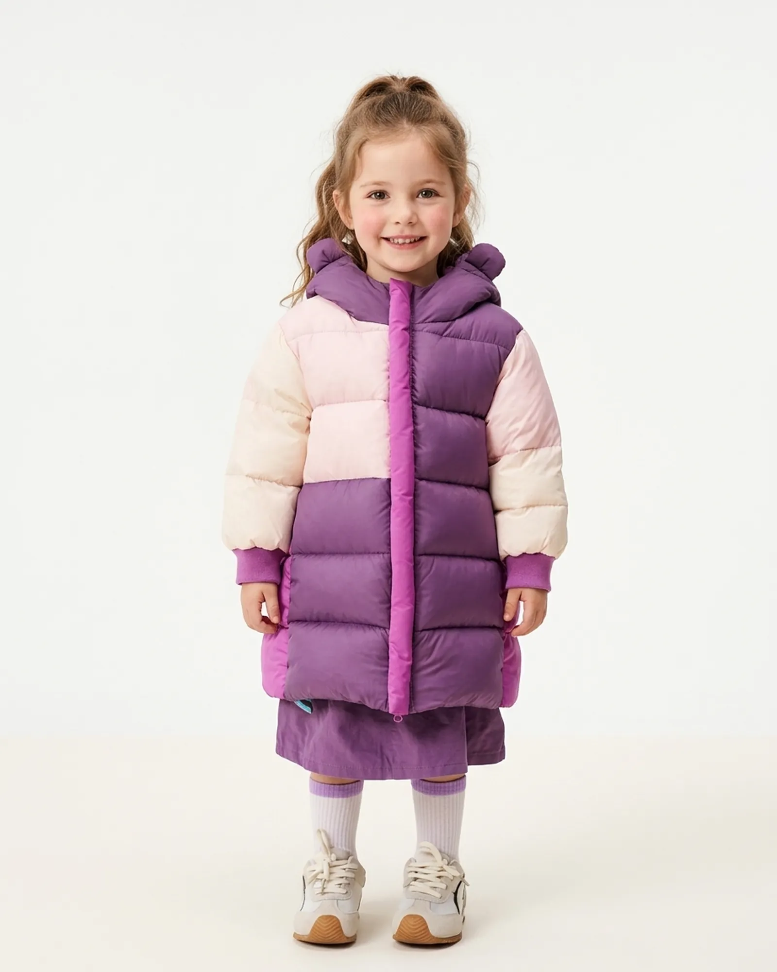 Doudoune color-block Ours — Violet orchidée