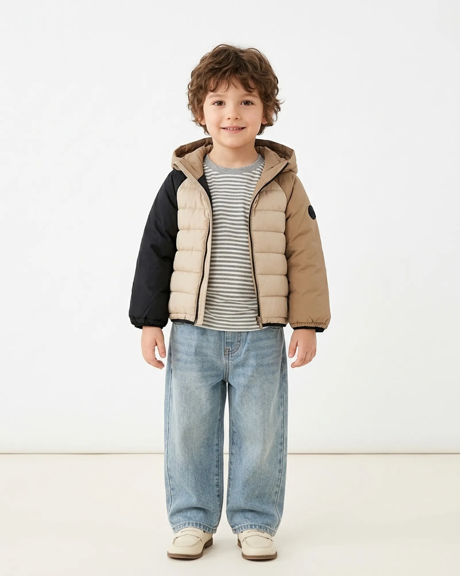 Doudoune urbaine color-block — Abricot
