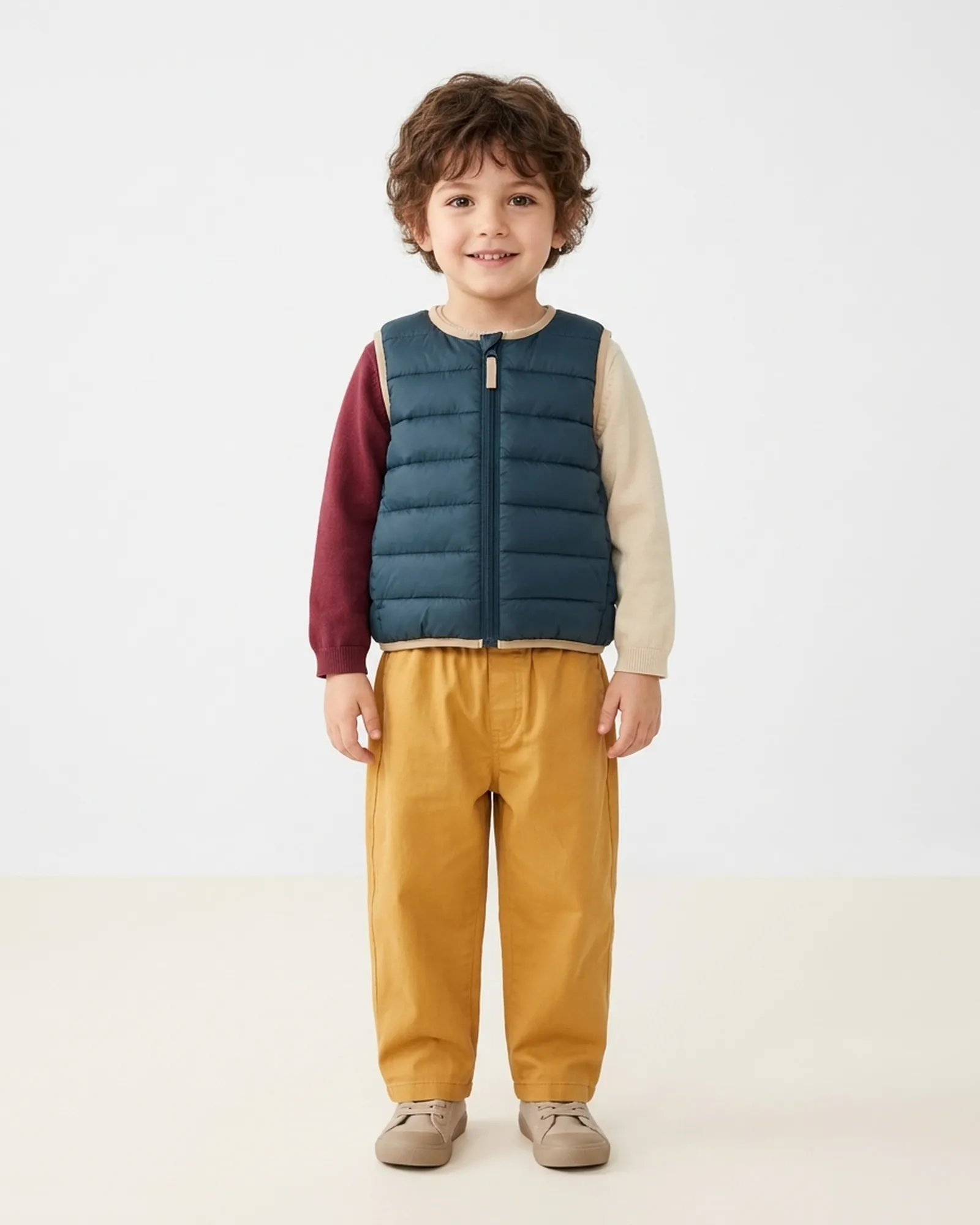 Doudoune urbaine color-block — Gilet vert foncé