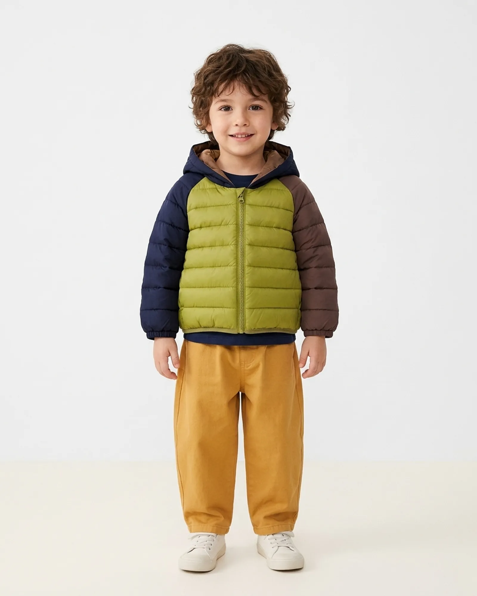 Doudoune urbaine color-block — Gilet vert pomme